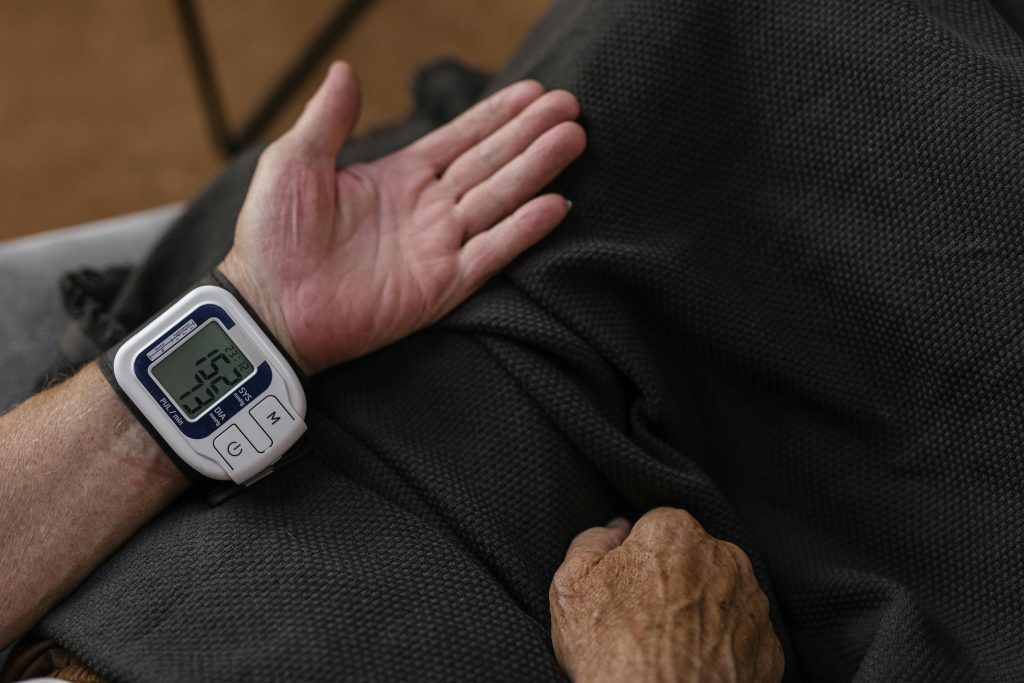 Person having their blood pressure taken