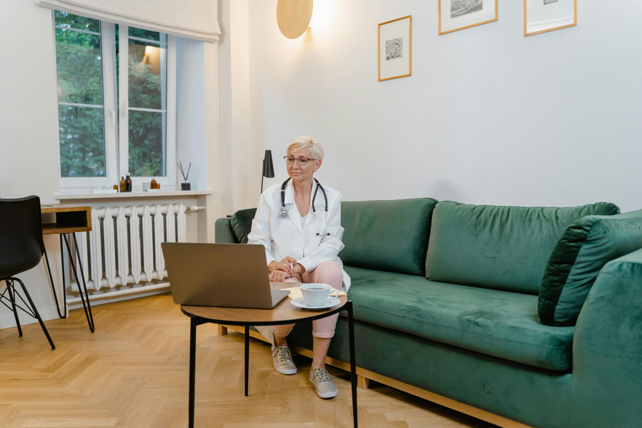 Doctor talking to patient on a computer